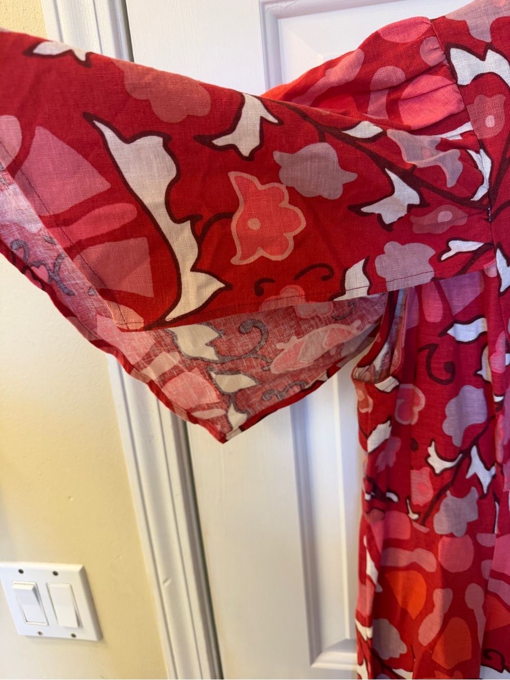 🩷 RHODE Red and Pink Abstract Floral Size 14 dress. NWOT. Linen blend. - Picture 9 of 12